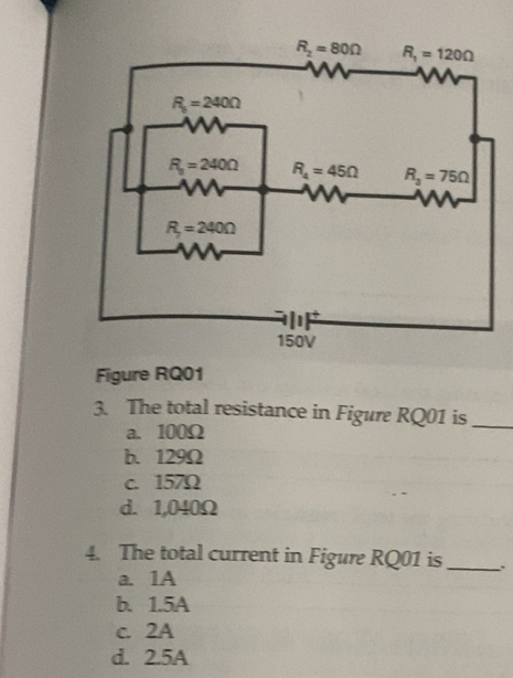 Solved: Figure RQ01 3. The total resistance in Figure RQ01 is_ a. 100Ω ...