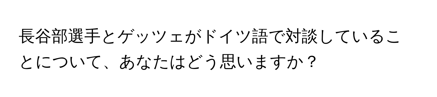 長谷部選手とゲッツェがドイツ語で対談していることについて、あなたはどう思いますか？