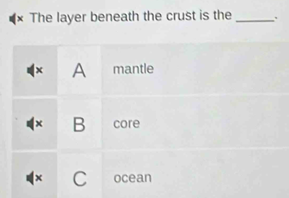 The layer beneath the crust is the _、