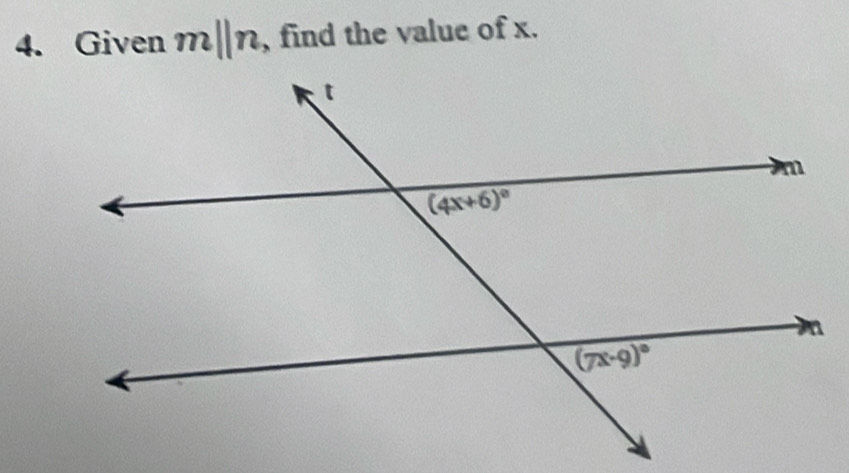 Given m||n , find the value of x.