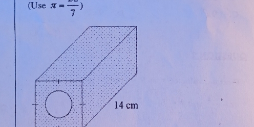 (Use π =frac 7)