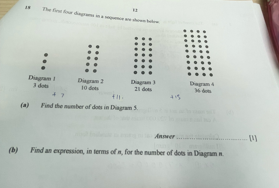 Solved: 12 18 The first four diagrams in a sequence are shown below ...
