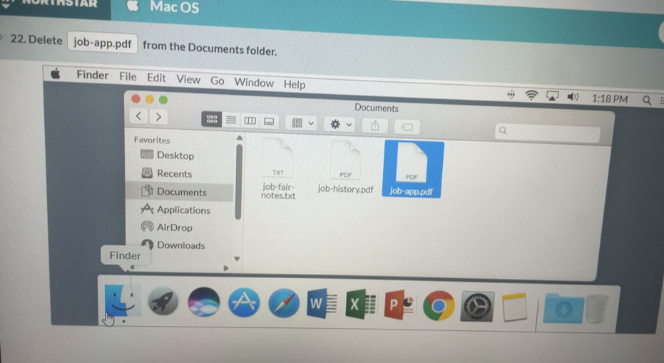 Solved: THSTAR Mac OS 22. Delete job-app.pdf from the Documents folder ...
