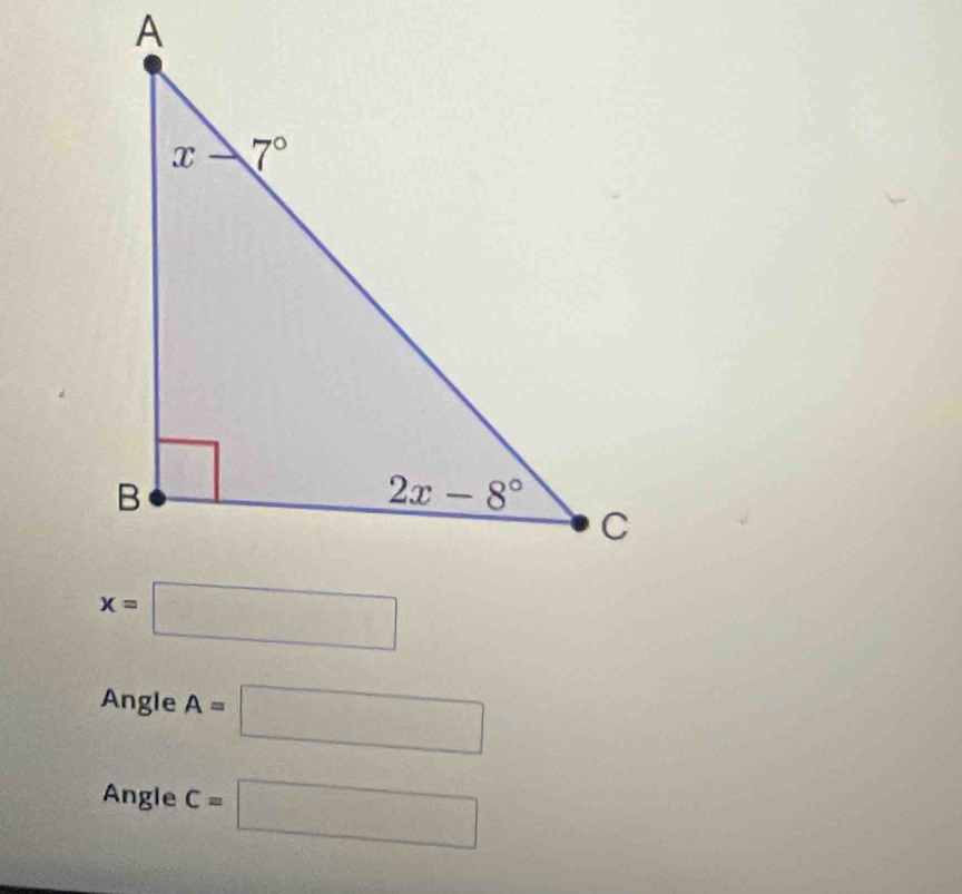 Angle A=□
Angle C=□