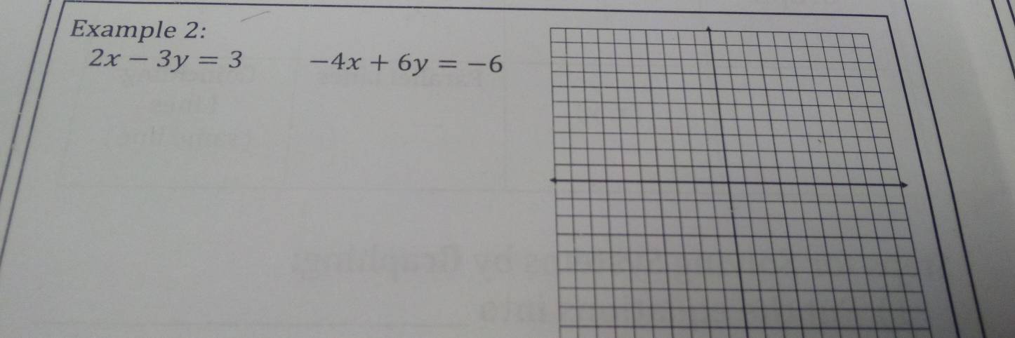 Example 2:
2x-3y=3 -4x+6y=-6