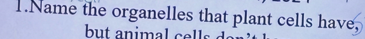 Name the organelles that plant cells have, 
but animal c l