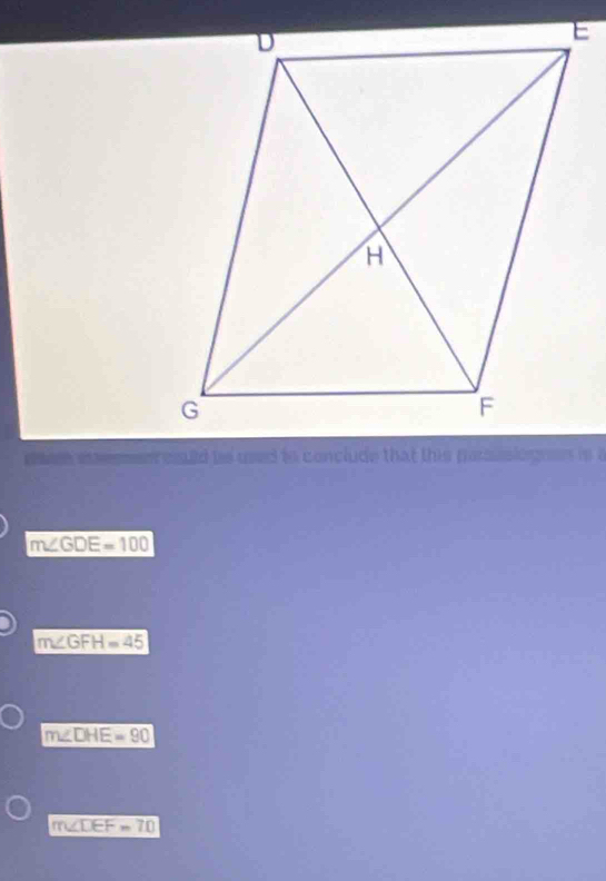 m∠ GDE=100
m∠ GFH=45
m∠ DHE=90
m∠ DEF=70