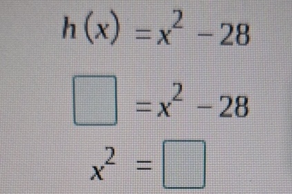 h(x)=x^2-28
□ =x^2-28
x^2=□