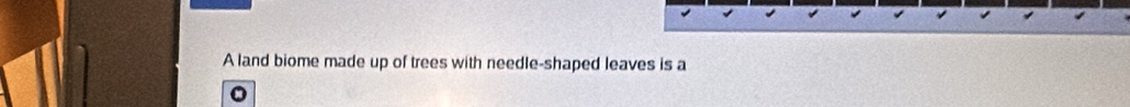 A land biome made up of trees with needle-shaped leaves is a