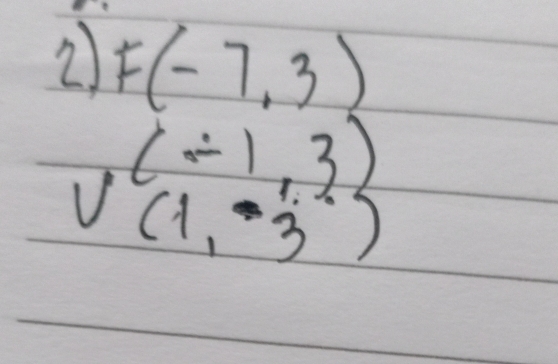 2 F(-7,3)
V(-1,3)