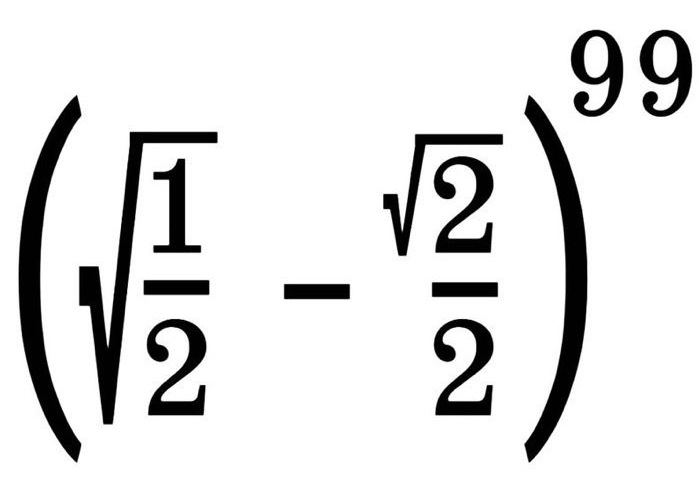 (sqrt(frac 1)2- sqrt(2)/2 )^99