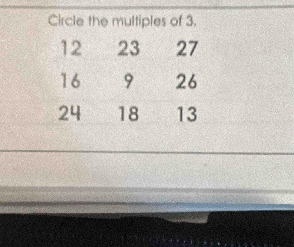 Circle the multiples of 3.