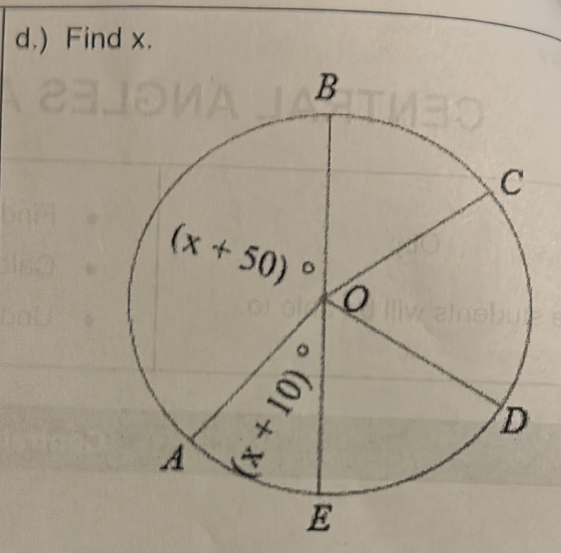 ) Find x.