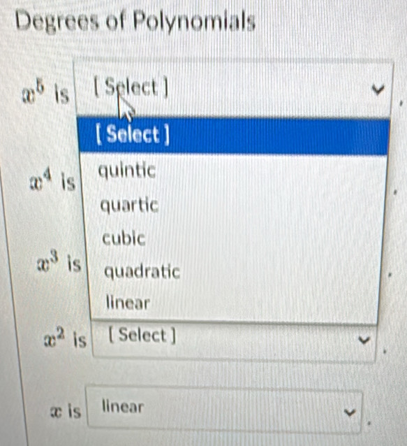 Degrees of Polynomials