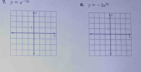 y=e^(-3x) 8. y=-2e^(2x)