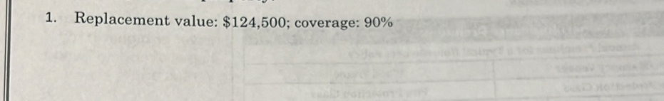 Replacement value: $124,500; coverage: 90%