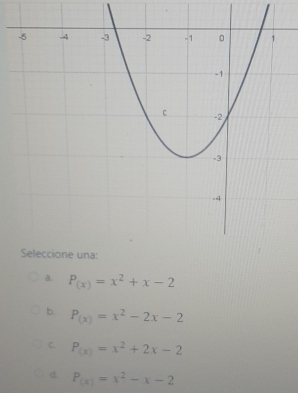 a. P_(x)=x^2+x-2
b. P_(x)=x^2-2x-2
C. P_(x)=x^2+2x-2
d. P_(x)=x^2-x-2