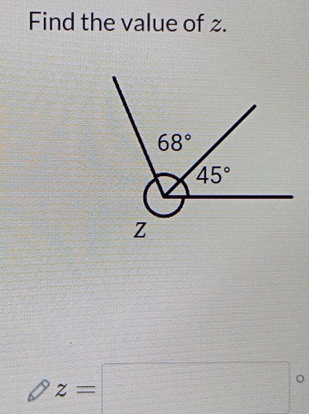 Find the value of z.
9: z=□°