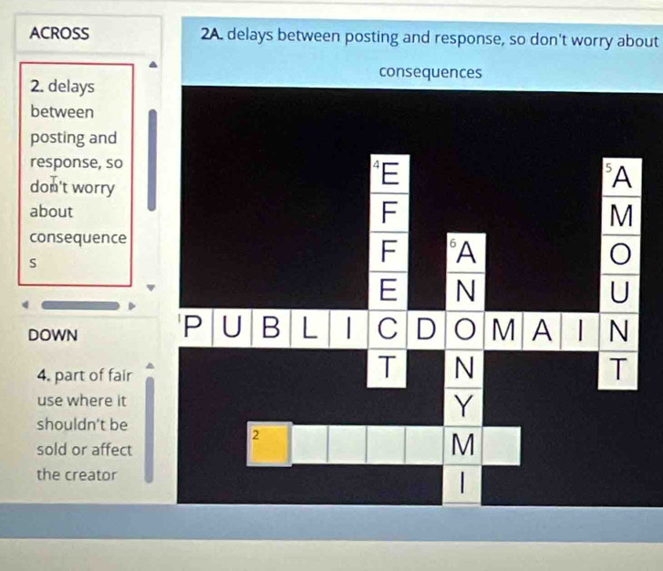 Solved: ACROSS 2A. delays between posting and response, so don't worry ...