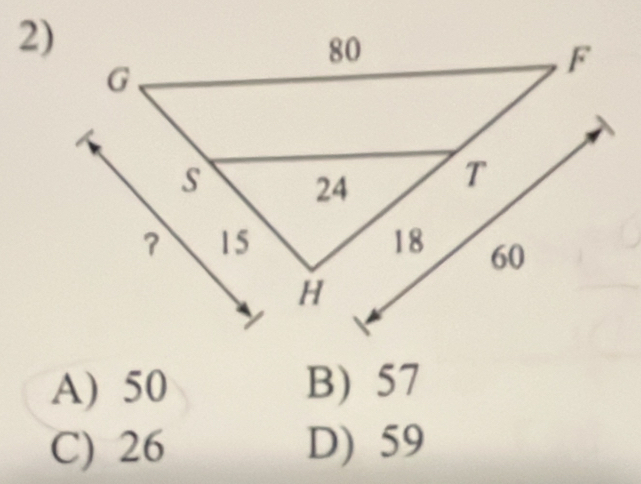 A) 50 B) 57
C) 26 D) 59