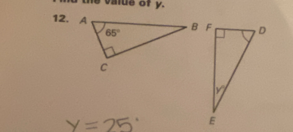 value of y.
12.