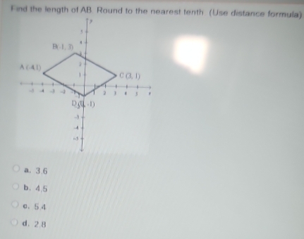 a. 3.6
b、4,5
o、5.4
d， 2.8