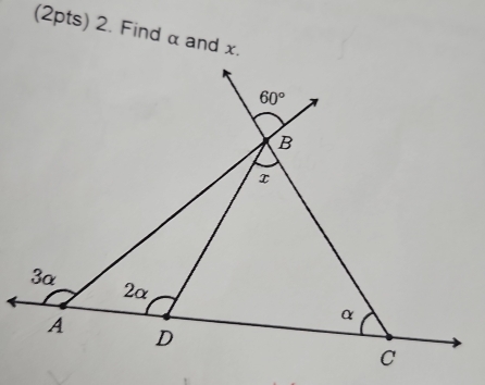 Find α and x.