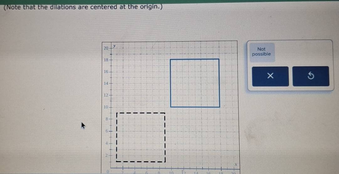 (Note that the dilations are centered at the origin.) 
Not 
possible 
× 
?'