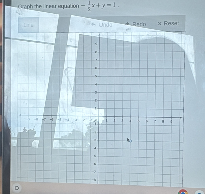 Graph the linear equation - 1/2 x+y=1.