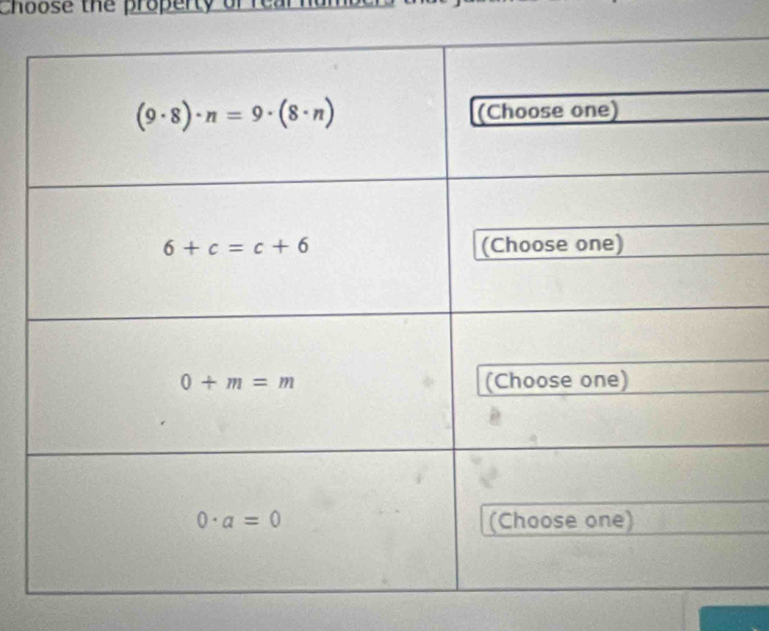 Choose the property of rear