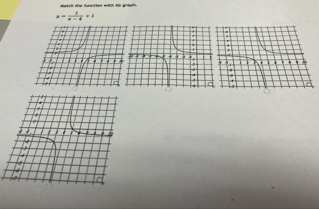 Match the function with its graph.
y= 1/x-4 +1