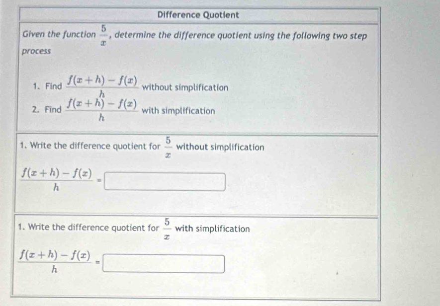 Difference Quotient