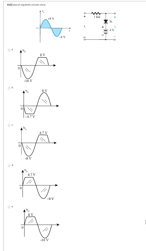 Vo(t) para el siguiente circuito seria :
d.
e.