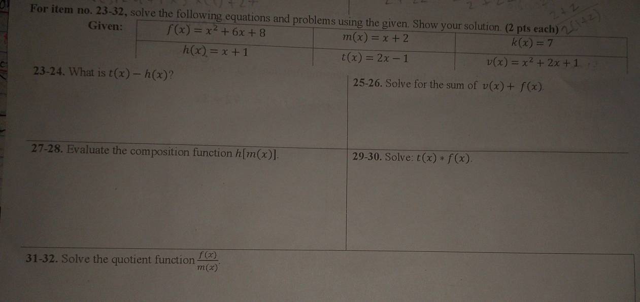 For item no. 23-32, solve the fo
a