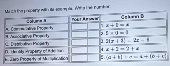 with its example. Write the number.