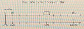 Use 10% to find 60% of 180 :