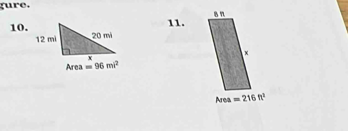 gure. 
10.11.
Area =96mi^2
Area =216ft^2