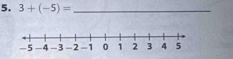 3+(-5)= _