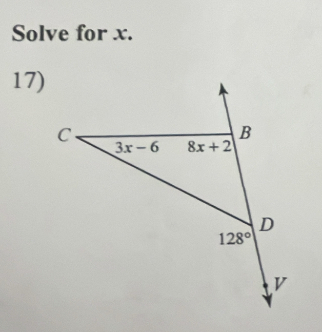 Solve for x.
17)