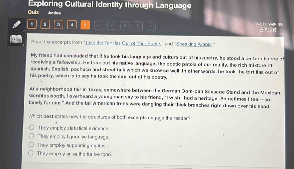 Solved: Exploring Cultural Identity through Language Quiz Active 1 2 3 ...