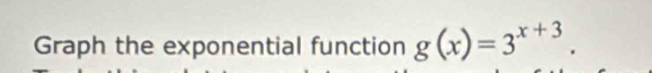 Graph the exponential function g(x)=3^(x+3).