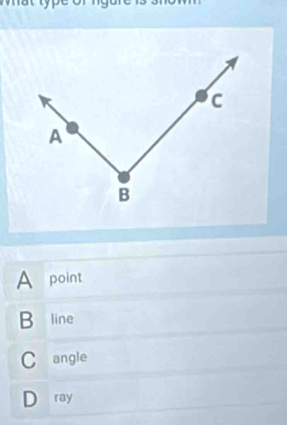 A point
B line
C angle
D ray