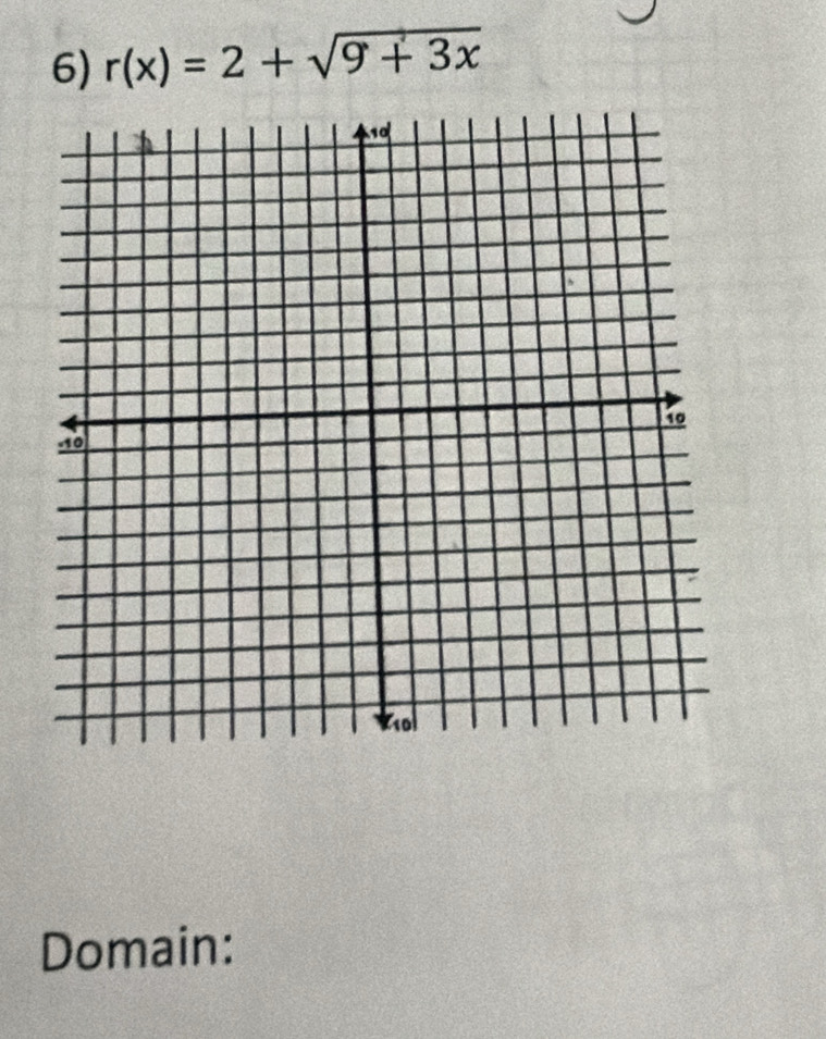 r(x)=2+sqrt(9+3x)
Domain: