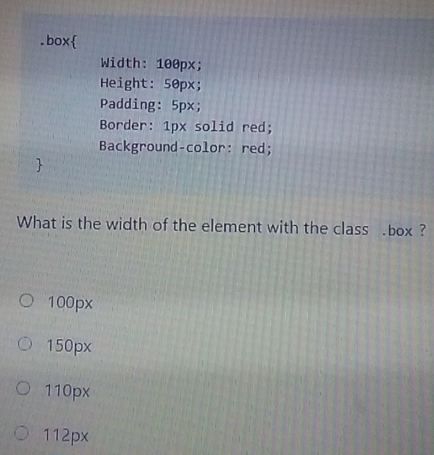 Solved: .box Width: 100px; Height: 50px; Padding: 5px; Border: 1px ...