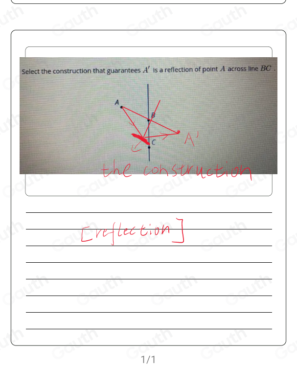 Solved: Select the construction that guarantees A' is a reflection of ...