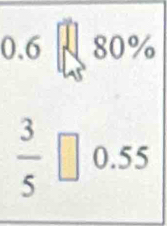 0.6□ 80%
 3/5 □ 0.55