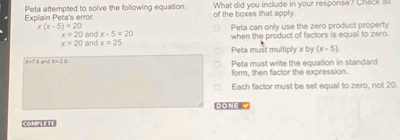 Solved: Peta attempted to solve the following equation. What did you ...