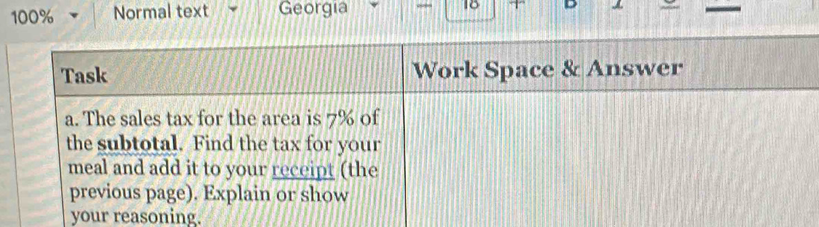 100% Normal text Georgia 10
your reasoning.