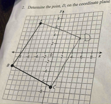 Determine the point, D, on the coordinate plane