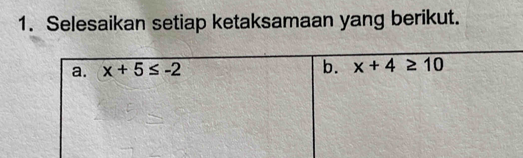 Selesaikan setiap ketaksamaan yang berikut.